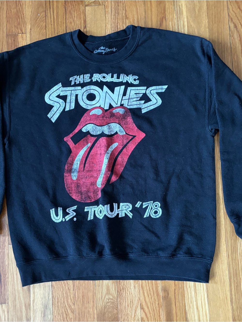 the Rolling Stones Black Tee with White Script Logo